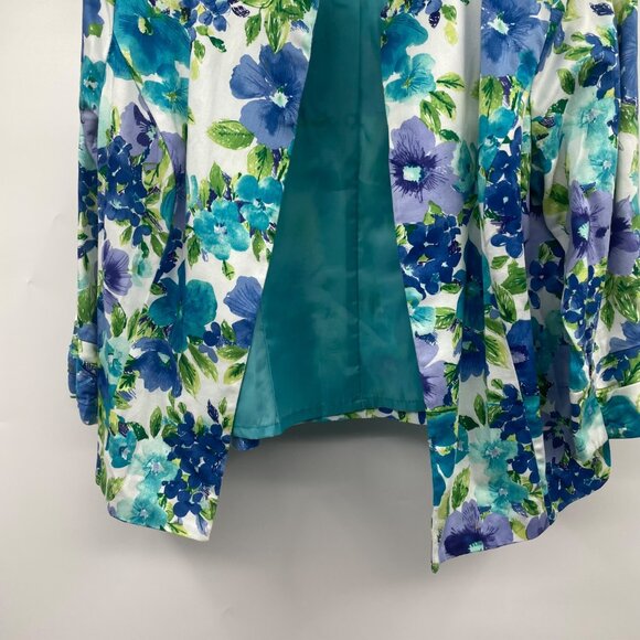 Dressbarn Floral Blazer 3/4 Sleeve Open Front Multicolor Shoulder Pads Sz Large - Picture 3 of 9